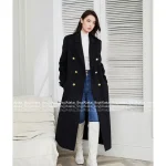 BALMAIN 2025 Fall/Winter Collection 🖤 Heavyweight Imported Australian Wool Melton Double-Breasted Mid-Length Coat for Women - Image 3