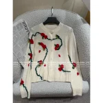 BARRIE G-Dragon Same Style 🌹 2025 Early Fall/Winter Collection 100% Kashmir Cashmere Rose Embroidery & Jacquard Knit Cardigan - Image 5
