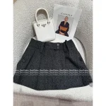 Prada 2025 Early Fall/Winter Collection ☑️ Gray Wool Blend High-Waist Pleated Skirt for Women