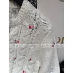 Dior 2025 Fall/Winter Collection 🌷 Round Neck Jacquard Floral Embroidery White Pullover Sweater - 100% Wool - Image 9