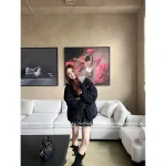 miumiu 2025 Early Fall/Winter Collection 🆕 Pebbled Shearling Panel Design Down Coat with 90% National Standard Goose Down Fill - Image 2