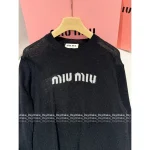 miumiu 2025 Early Fall/Winter Collection 🖤 Classic Letter Logo Round Neck Wool/Cashmere Blend Pullover Sweater for Women - Image 6