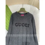 Gucci 2025 Early Fall/Winter Collection 🩶 Cashmere/Wool Blend Round Neck Jacquard Letter Logo Pullover Sweater - Image 11