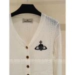 Vivienne Westwood 2025 Early Fall/Winter Collection 🪐 V-Neck Lambswool Jacquard & Embroidered Logo Knit Cardigan - Image 9