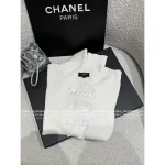 Chanel 2025 Early Fall Collection 🤍 Round Neck Frog Button Embroidery 3D Logo Ribbed Long Sleeve Knit Top - Image 14