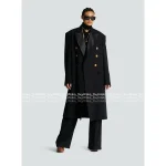BALMAIN 2025 Fall/Winter Collection 🖤 Heavyweight Imported Australian Wool Melton Double-Breasted Mid-Length Coat for Women - Image 2