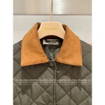 miumiu 2025 Fall/Winter Collection Suede & Quilted Pocket Detail Military Green Insulated Cotton Coat for Women - Image 8