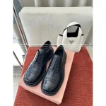 miumiu 2025 Early Fall/Winter Collection 👞 Height-Increasing Academic Style Genuine Leather Shoes for Women - 3.5cm Embroidered Logo Block Heel - Image 11