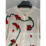 BARRIE G-Dragon Same Style 🌹 2025 Early Fall/Winter Collection 100% Kashmir Cashmere Rose Embroidery & Jacquard Knit Cardigan - Image 4