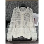 LOROPIANA 2025 Fall/Winter Collection 🤍 Old Money Style Kashmir Cashmere Crochet White Knit Cardigan for Women - Image 4