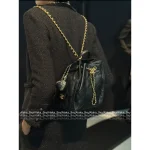 Chanel 25/26 Fall/Winter Collection 🖤 25bag Drawstring Design Chain ⛓️ Logo Caviar Mini Backpack - Image 10