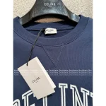Celine 2025 Early Fall/Winter Collection 💙 Printed Letter Logo Navy Blue Pullover Hoodie for Women - Image 4
