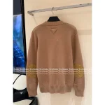 Prada 2025 Early Fall/Winter Collection 🦌 Suede & Pudding Stitch Pullover 100% Wool Sweater - Slimming V-Neck - Image 12
