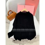 miumiu 2025 Early Fall/Winter Collection 🖤 Classic Letter Logo Round Neck Wool/Cashmere Blend Pullover Sweater for Women - Image 5