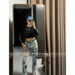 CHROME HEARTS Lisa's Same Style 🖤 2025 Early Fall Collection Cuff Flame Print Logo Cropped Slim-Fit Long Sleeve T-Shirt for Women - Image 3