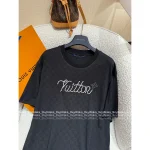 Louis Vuitton 2025 Fall Collection 🔍 Heavyweight Beaded Signature Logo Round Neck Print Plaid Short-Sleeve Tee - Image 2
