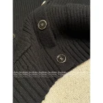 Chanel 2025 Fall/Winter Collection 🖤 Black-White Color-Block Flared Sleeve V-Neck Wool Knit Cardigan for Women - Image 9