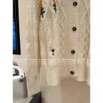 Dior 2025 Fall/Winter Collection 🌷 Round-Neck Floral Crochet Embroidery Letter Logo Wool Knit Cardigan for Women - Image 10