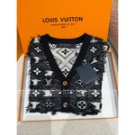 Louis Vuitton 2025 Early Fall Collection 🔍 V-Neck Color-Block Jacquard Fringe Letter Logo Wool Cardigan for Women - Image 8