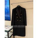 BALMAIN 2025 Fall/Winter Collection 🖤 Heavyweight Imported Australian Wool Melton Double-Breasted Mid-Length Coat for Women