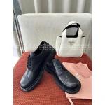 miumiu 2025 Early Fall/Winter Collection 👞 Height-Increasing Academic Style Genuine Leather Shoes for Women - 3.5cm Embroidered Logo Block Heel - Image 12
