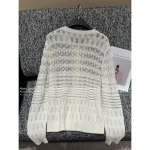 LOROPIANA 2025 Fall/Winter Collection 🤍 Old Money Style Kashmir Cashmere Crochet White Knit Cardigan for Women - Image 3