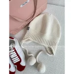 miumiu 2025 Early Fall/Winter Collection 🎩 Adorable Pom-Pom Pendant Cashmere Knit Beanie / Ushanka Hat - Image 2