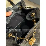 Chanel 25/26 Fall/Winter Collection 🖤 25bag Drawstring Design Chain ⛓️ Logo Caviar Mini Backpack - Image 9
