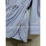 Prada 2025 New Collection 🆕 Academic Style Lapel Vertical Stripe Triangle Logo Tie-Waist Shirt Dress for Women - Image 2