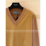 Prada 2025 Early Fall/Winter Collection 🦌 Suede & Pudding Stitch Pullover 100% Wool Sweater - Slimming V-Neck - Image 11
