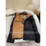 Prada 2025 AW Collection ▶️ Embroidered Badge Logo Hooded Puffer Coat - 90% White Goose Down Fill - Image 11