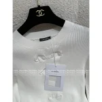 Chanel 2025 Early Fall Collection 🤍 Round Neck Frog Button Embroidery 3D Logo Ribbed Long Sleeve Knit Top - Image 12