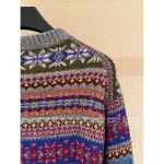 RALPH LAUREN 2025 Fall/Winter Collection 🌈 Bohemian Color-Block Jacquard 100% Imported Wool Round-Neck Knit Cardigan - Image 7