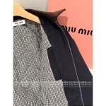 miumiu 2025 Early Fall Collection 🆕 Letter Logo Color-Block Corduroy Lapel Wool-Blend Cotton Coat for Women - Image 5
