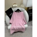 Chanel 2025 Fall/Winter Collection 🎀 Imported Wool Tweed Round Neck 3/4 Sleeve Shift Dress for Women - Image 7