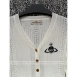 Vivienne Westwood 2025 Early Fall/Winter Collection 🪐 V-Neck Lambswool Jacquard & Embroidered Logo Knit Cardigan - Image 6