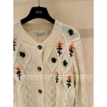 Dior 2025 Fall/Winter Collection 🌷 Round-Neck Floral Crochet Embroidery Letter Logo Wool Knit Cardigan for Women - Image 8