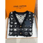 Louis Vuitton 2025 Early Fall Collection 🔍 V-Neck Color-Block Jacquard Fringe Letter Logo Wool Cardigan for Women - Image 6