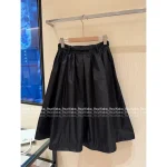 Prada 2025 Early Fall Collection ▶️ Belted Puff Skirt Slimming & Figure-Flattering ~ Black Recycled Nylon Fabric - Image 9