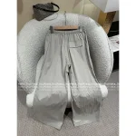ALEXANDERWANG 2025 ☑️ Drawstring Waist Gray Tone Print Letter Logo Casual Wide-Leg Cargo Pants for Women - Image 11