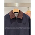 miumiu 2025 Early Fall Collection 🆕 Letter Logo Color-Block Corduroy Lapel Wool-Blend Cotton Coat for Women - Image 3