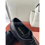miumiu 2025 Early Fall/Winter Collection 👞 Height-Increasing Academic Style Genuine Leather Shoes for Women - 3.5cm Embroidered Logo Block Heel - Image 15