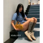 miumiu 2025 Spring/Summer Collection 🆕 Runway Style ~ Tyre Leather Sneakers 👟 Original-Grade Imported Knit Fabric / Suede Leather - 3 Colors Available - Image 16