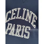 Celine 2025 Early Fall/Winter Collection 💙 Printed Letter Logo Navy Blue Pullover Hoodie for Women - Image 13