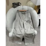 ALEXANDERWANG 2025 ☑️ Drawstring Waist Gray Tone Print Letter Logo Casual Wide-Leg Cargo Pants for Women - Image 10