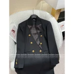 BALMAIN 2025 Fall/Winter Collection 🖤 Heavyweight Imported Australian Wool Melton Double-Breasted Mid-Length Coat for Women - Image 12