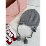 miumiu 2025 Early Fall/Winter Collection 🎩 Adorable Pom-Pom Pendant Cashmere Knit Beanie / Ushanka Hat - Image 17