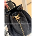 Chanel 25/26 Fall/Winter Collection 🖤 25bag Drawstring Design Chain ⛓️ Logo Caviar Mini Backpack - Image 5