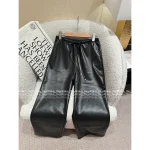 Loewe 2025 Early Fall Collection 🔍 Must-Have for Cool Girls! Vegan Leather PU Black Leather Jacket / Casual Leather Pants - Image 2