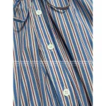 Prada 2025 New Collection 🆕 Academic Style Lapel Vertical Stripe Triangle Logo Tie-Waist Shirt Dress for Women - Image 13